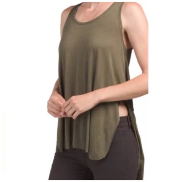 ON THE ROAD Olive Green Sleeveless Tank Top - Picture 1 of 2